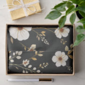 Cream Gold Floral Black Pattern Seidenpapier (Geschenk)