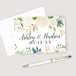 Cream Gold Floral Greenerity Wedding Monogram