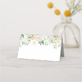 Cream Gold Floral Greenerity Wedding Monogram Platzkarte (Vorderseite)