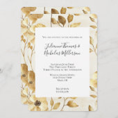Cream Gold Floral Wedding Einladung (Vorne/Hinten)
