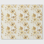 Cream Gold Floral Wedding Geschenkpapier (Flach)