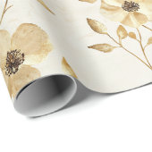 Cream Gold Floral Wedding Geschenkpapier (Rolleneckpunkt)