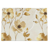 Cream Gold Floral Wedding Große Geschenktüte (Vorderseite)