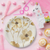 Cream Gold Floral Wedding Pappteller (Party)