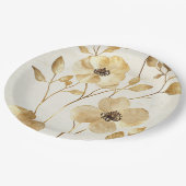 Cream Gold Floral Wedding Pappteller (Schrägansicht)