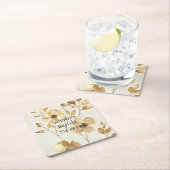 Cream Gold Floral Wedding Rechteckiger Pappuntersetzer (Vor Ort)