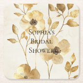 Cream Gold Floral Wedding Rechteckiger Pappuntersetzer (Vorderseite)