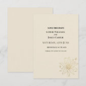 Cream Gold Florale Hochzeit Save The Date (Vorne/Hinten)