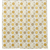 Cream & Gold Fun Polka Dot Matching Duschvorhang (Vorderseite)