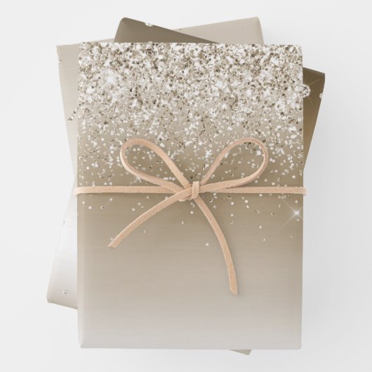 Cream Gold Glitz Glitzer Brautparty Geschenkpapier Set (Beispiel)