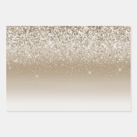 Cream Gold Glitz Glitzer Brautparty Geschenkpapier Set (Vorderseite)
