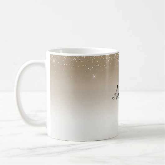 Cream Gold Glitz Glitzer Brautparty Kaffeetasse (Links)