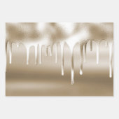 Cream Gold Glitz Glitzer Ice Creme Tropfen Geburts Geschenkpapier Set (Vorderseite 3)