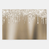 Cream Gold Glitz Glitzer Ice Creme Tropfen Geburts Geschenkpapier Set (Vorderseite)