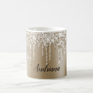 Cream Gold Glitz Glitzer Ice Creme Tropfen Kaffeetasse