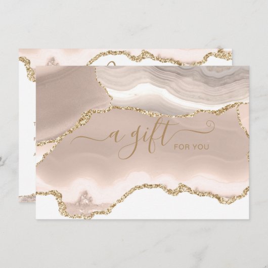 Cream Gold Glitzer Agate Business Geschenkgutschei (Vorne/Hinten)