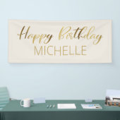 Cream Gold Happy Birthday Banner (Messe)