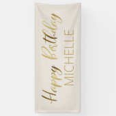 Cream Gold Happy Birthday Banner (Vertikal)