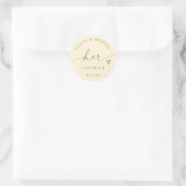 Cream & Gold Her Favorite Script Wedding Treat Bag Runder Aufkleber (Tasche)