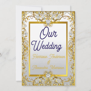 Cream & Gold Hochzeitsleinwanddruck – Ornamentaler Einladung