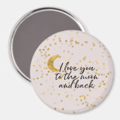 Cream Gold I love you to the moon confetti Magnet (Vorderseite/Rückseite)