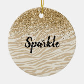 Cream Gold Imitate Glitzer Zebra Print Sparkon Keramik Ornament (Vorne)