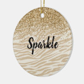 Cream Gold Imitate Glitzer Zebra Print Sparkon Keramik Ornament (Links)