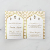 Cream Gold Islamisches Muster QR Code Muslime Hoch Einladung (Innenseite)