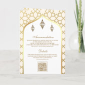 Cream Gold Islamisches Muster QR Code Muslime Hoch Einladung (Rückseite)