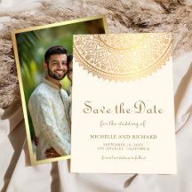 Cream Gold Mandala Indische Hochzeitsfoto