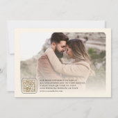 Cream Gold Minimaler Bogen Foto QR Code Hochzeit Save The Date (Rückseite)
