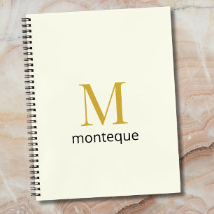 Cream Gold Monogram Personalisierte Namens Luxus G Notizblock