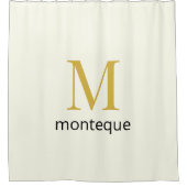 Cream Gold Monogram Personalisierter Name Luxusges Duschvorhang (Vorderseite)