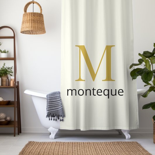 Cream Gold Monogram Personalisierter Name Luxusges Duschvorhang