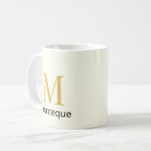 Cream Gold Monogram Personalisierter Name Luxusges Kaffeetasse (Vorderseite Links)