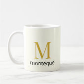 Cream Gold Monogram Personalisierter Name Luxusges Kaffeetasse (Links)