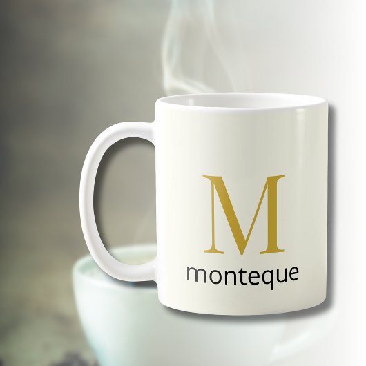 Cream Gold Monogram Personalisierter Name Luxusges Kaffeetasse