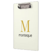 Cream Gold Monogram Personalisierter Name Luxusges Klemmbrett (Links)
