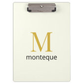 Cream Gold Monogram Personalisierter Name Luxusges Klemmbrett (Vorderseite)