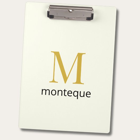 Cream Gold Monogram Personalisierter Name Luxusges Klemmbrett