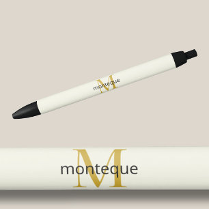 Cream Gold Monogram Personalisierter Name Luxusges Kugelschreiber