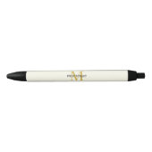 Cream Gold Monogram Personalisierter Name Luxusges Kugelschreiber (Vorderseite)