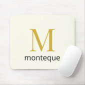 Cream Gold Monogram Personalisierter Name Luxusges Mousepad (Mit Mouse)