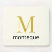 Cream Gold Monogram Personalisierter Name Luxusges Mousepad (Vorne)