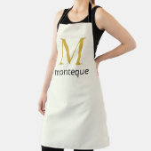 Cream Gold Monogram Personalisierter Name Luxusges Schürze (InSitu)