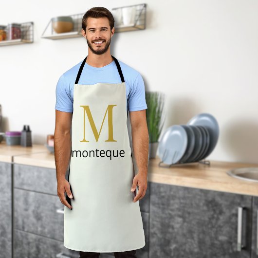 Cream Gold Monogram Personalisierter Name Luxusges Schürze