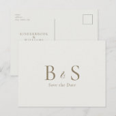 Cream Gold Monogram Wedding Save the Date Postkarte (Vorne/Hinten)