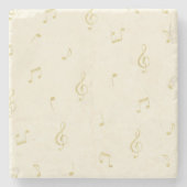 Cream Gold Music Notes   Steinuntersetzer (Vorderseite)