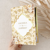 Cream Gold Paisley Floral QR Code Indian Wedding Einladung