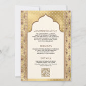 Cream Gold QR Code Anand Karaj Sikh Wedding Einladung (Rückseite)